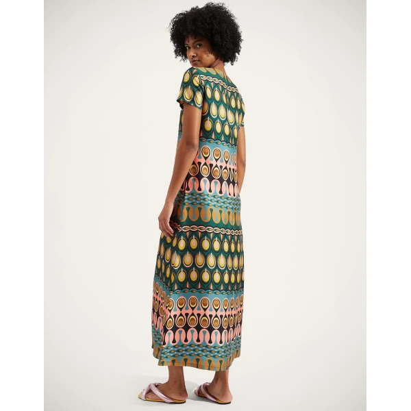 La DoubleJ Wavy Mini Dress Bicolor Mint & Dark Green in Cotton Knit - Dresses - Milanese Maximalist Fashion at Coveti