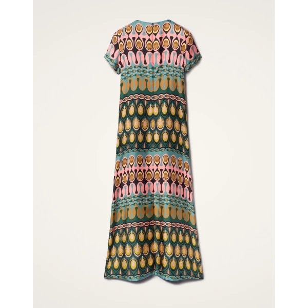 La DoubleJ Wavy Mini Dress Bicolor Mint & Dark Green in Cotton Knit - Dresses - Milanese Maximalist Fashion at Coveti
