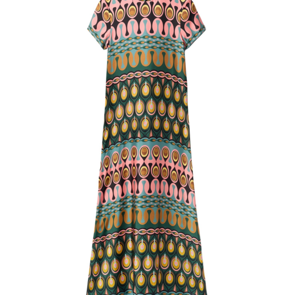 La DoubleJ Wavy Mini Dress Bicolor Mint & Dark Green in Cotton Knit - Dresses - Milanese Maximalist Fashion at Coveti