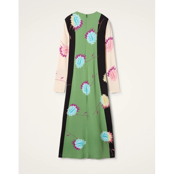 La DoubleJ Wavy Swing Dress Bicolor White & Chocolate in Cotton Knit - Dresses - Milanese Maximalist Fashion at Coveti