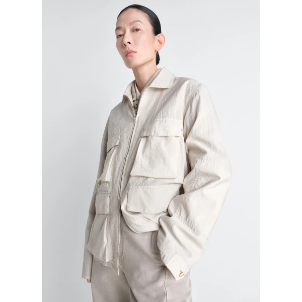 Lemaire 3d Pocket Jacket in Washed Technical Cotton, view 5