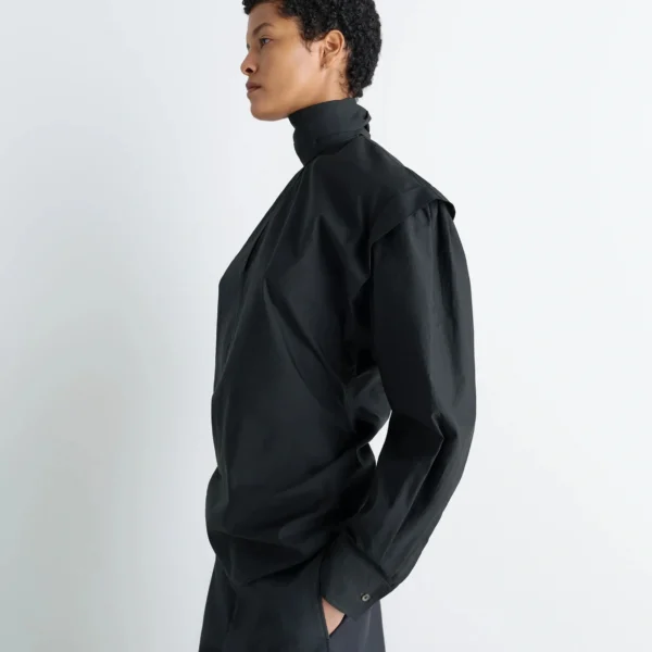 Lemaire Ascot Blouse Washed Cotton Silk - Tops - Parisian Minimalist Luxury at Coveti