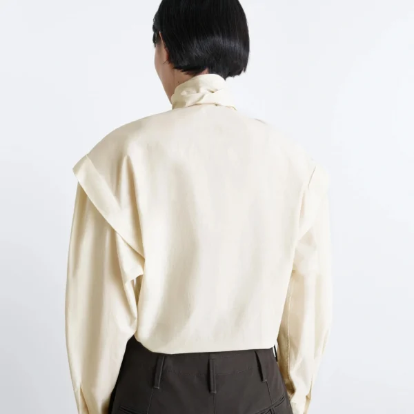 Lemaire Ascot Blouse in Washed Cotton Silk - Tops - Parisian Minimalist Luxury at Coveti
