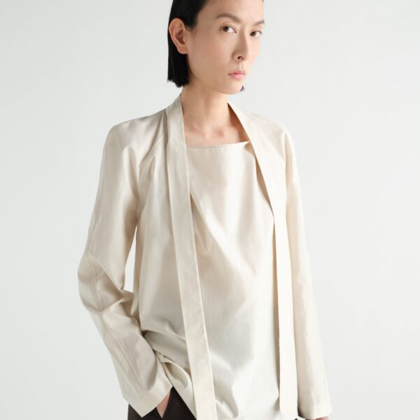 Lemaire Ascot Blouse in Washed Cotton Silk - Tops - Parisian Minimalist Luxury at Coveti