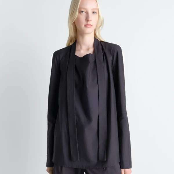 Lemaire Ascot Blouse in Washed Cotton Silk - Tops - Parisian Minimalist Luxury at Coveti