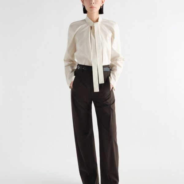 Lemaire Ascot Blouse in Washed Cotton Silk - Tops - Parisian Minimalist Luxury at Coveti
