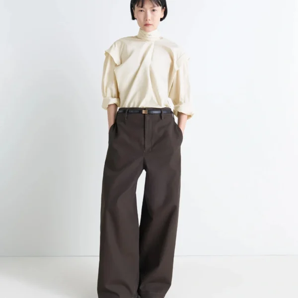 Lemaire Ascot Blouse in Washed Cotton Silk - Tops - Parisian Minimalist Luxury at Coveti