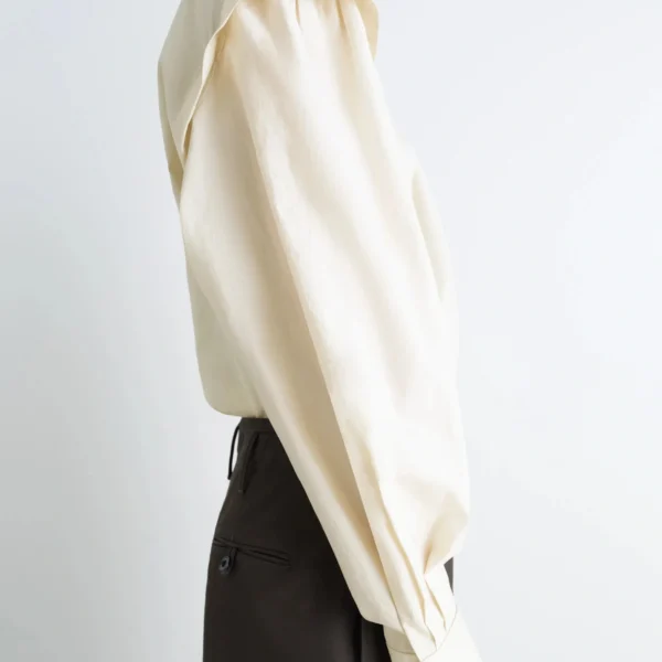 Lemaire Ascot Blouse in Washed Cotton Silk - Tops - Parisian Minimalist Luxury at Coveti
