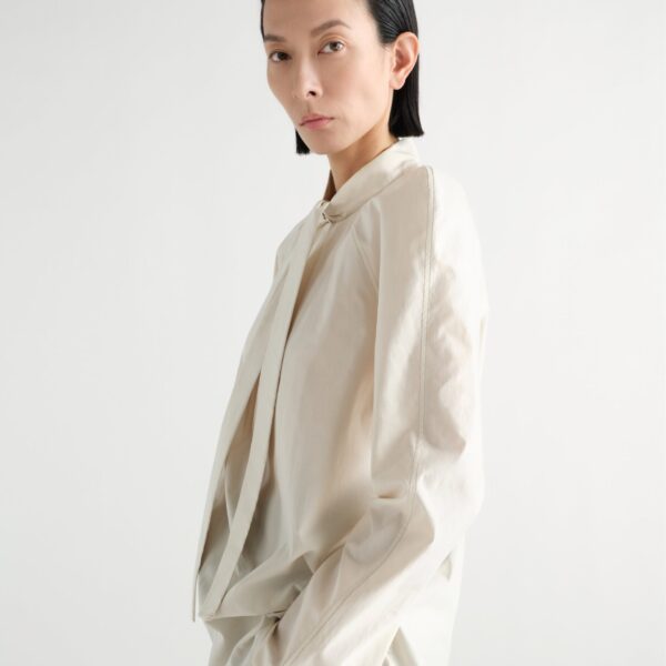 Lemaire Ascot Blouse in Washed Cotton Silk - Tops - Parisian Minimalist Luxury at Coveti