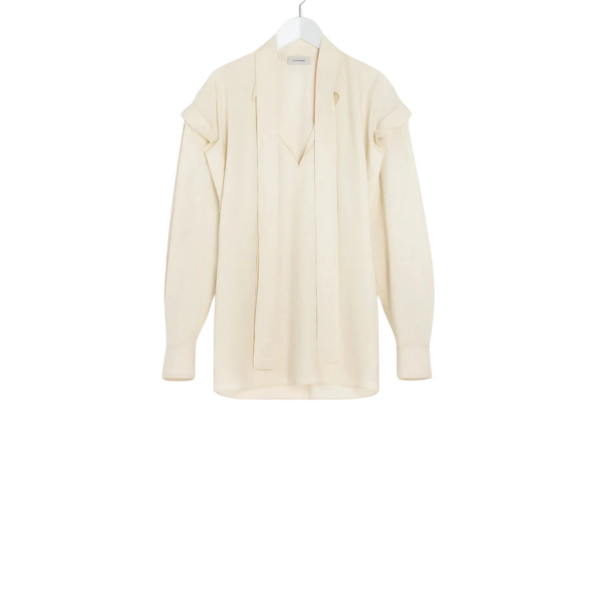 Lemaire Ascot Blouse in Washed Cotton Silk - Tops - Parisian Minimalist Luxury at Coveti