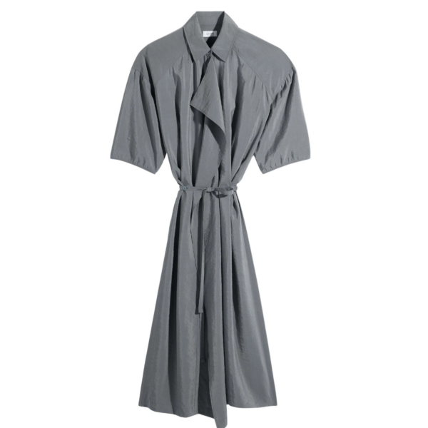 Lemaire Asymmetrical Shirt Dress in Dry Silk - Dresses - Parisian Minimalist Luxury at Coveti