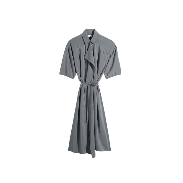 Asymmetrical Shirt Dress in Dry Silk