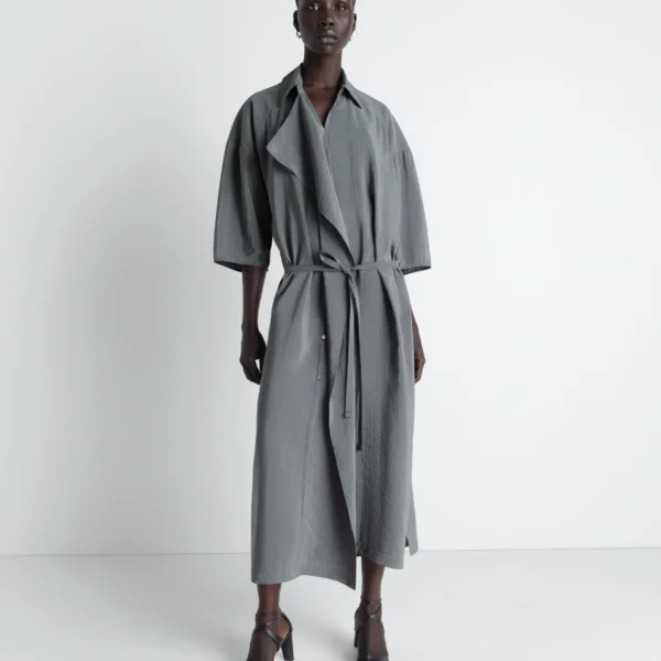 Lemaire Asymmetrical Shirt Dress in Dry Silk - Dresses - Parisian Minimalist Luxury at Coveti