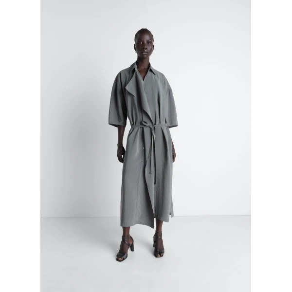 Lemaire Asymmetrical Shirt Dress in Dry Silk, view 2