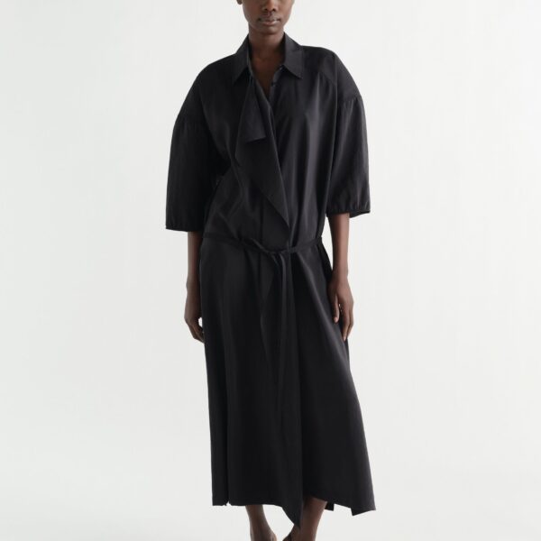 Lemaire Asymmetrical Shirt Dress in Dry Silk - Dresses - Parisian Minimalist Luxury at Coveti