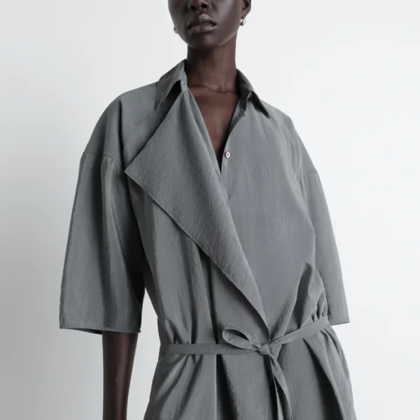 Lemaire Asymmetrical Shirt Dress in Dry Silk - Dresses - Parisian Minimalist Luxury at Coveti