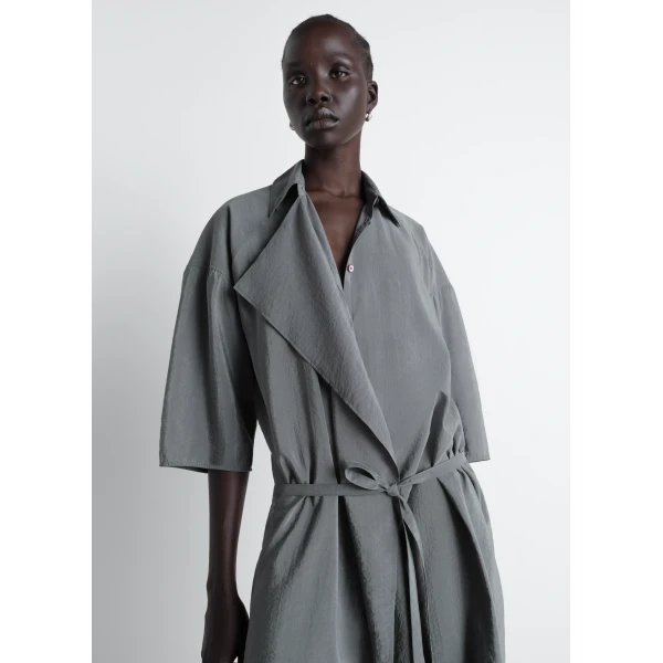 Lemaire Asymmetrical Shirt Dress in Dry Silk, view 3