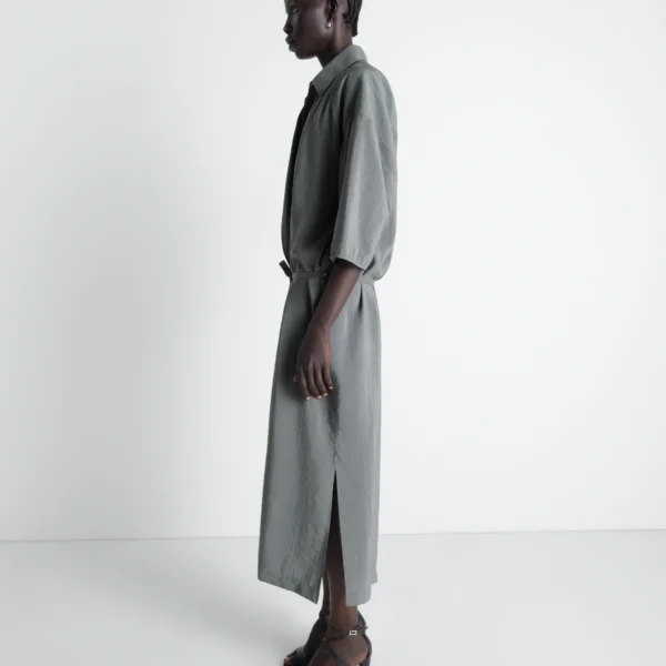 Lemaire Asymmetrical Shirt Dress in Dry Silk - Dresses - Parisian Minimalist Luxury at Coveti