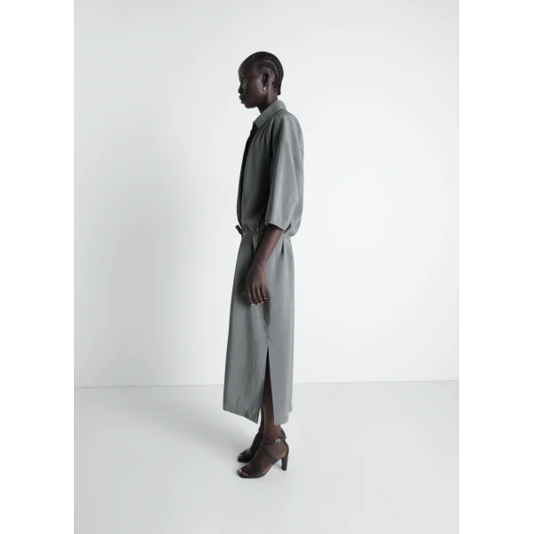 Lemaire Asymmetrical Shirt Dress in Dry Silk, view 4