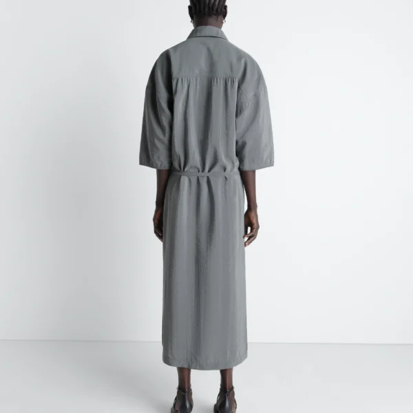 Lemaire Asymmetrical Shirt Dress in Dry Silk - Dresses - Parisian Minimalist Luxury at Coveti