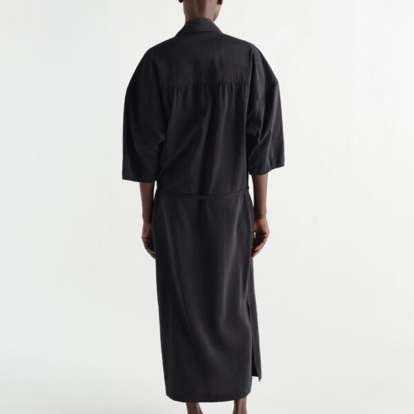 Lemaire Asymmetrical Shirt Dress in Dry Silk - Dresses - Parisian Minimalist Luxury at Coveti