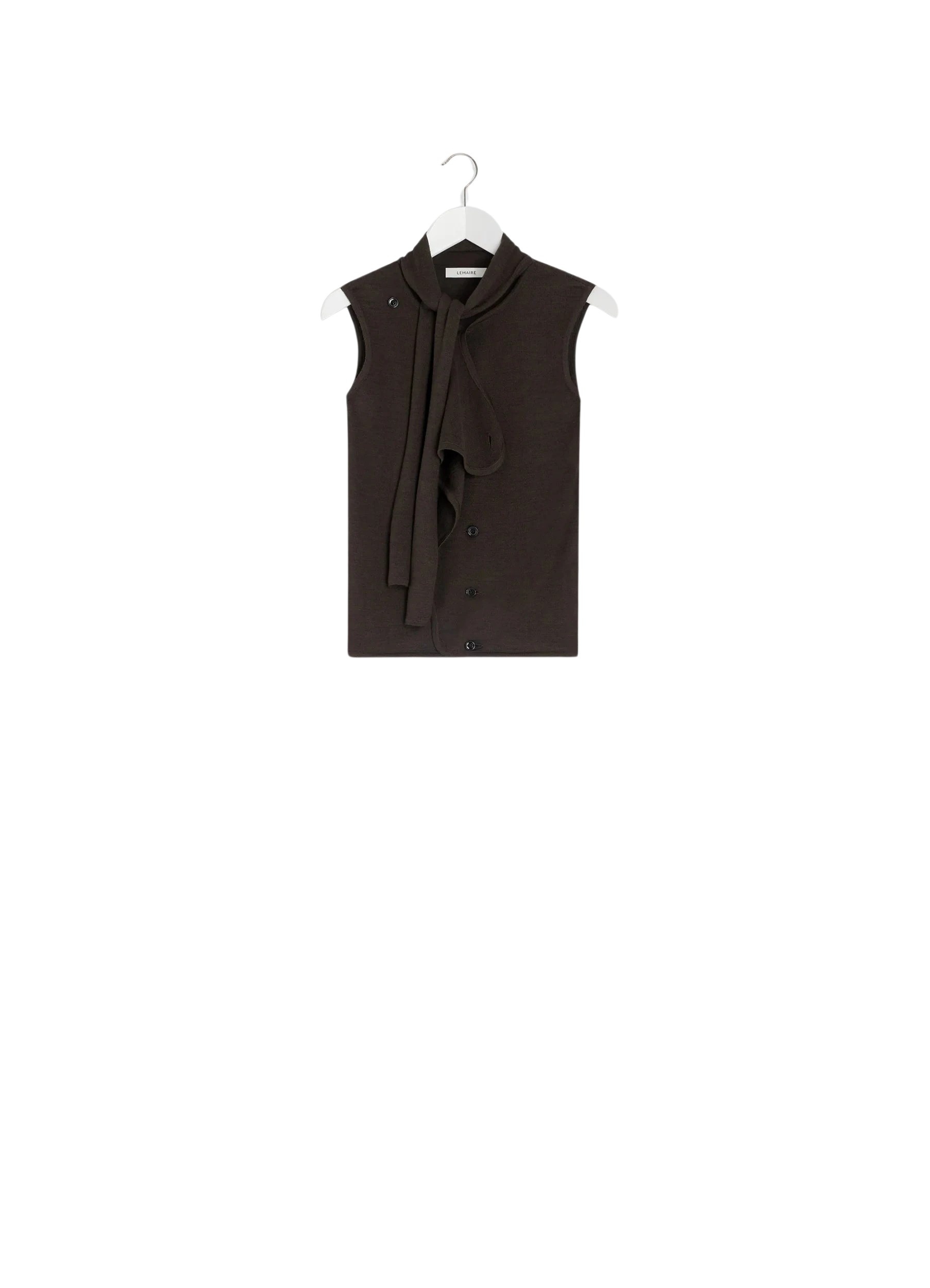 Lemaire Asymmetrical Sleeveless Cardigan in Merino Blend - Knitwear - Parisian Minimalist Luxury at Coveti