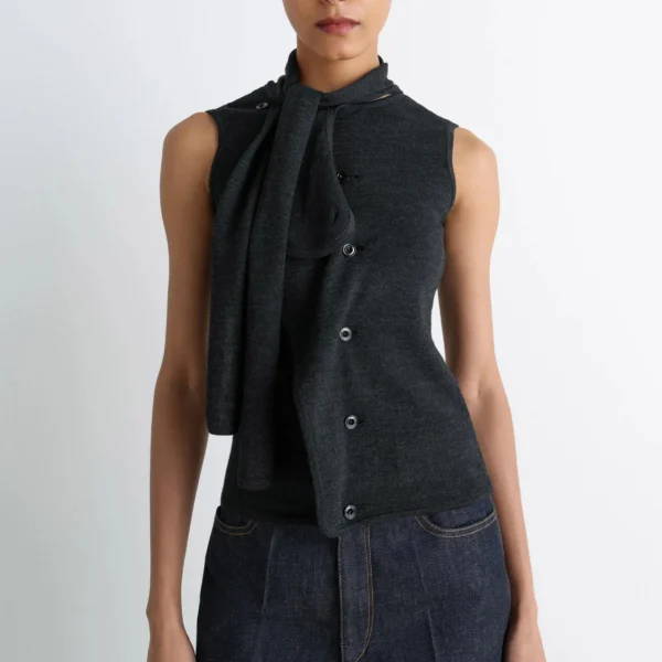 Lemaire Asymmetrical Sleeveless Cardigan in Merino Blend - Knitwear - Parisian Minimalist Luxury at Coveti