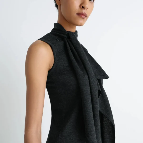 Lemaire Asymmetrical Sleeveless Cardigan in Merino Blend - Knitwear - Parisian Minimalist Luxury at Coveti
