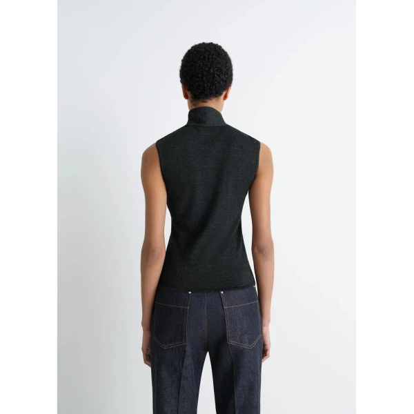 Lemaire Asymmetrical Sleeveless Cardigan in Merino Blend, view 5