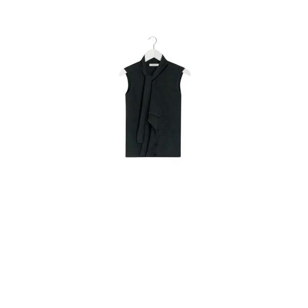 Lemaire Asymmetrical Sleeveless Cardigan in Merino Blend - Knitwear - Parisian Minimalist Luxury at Coveti
