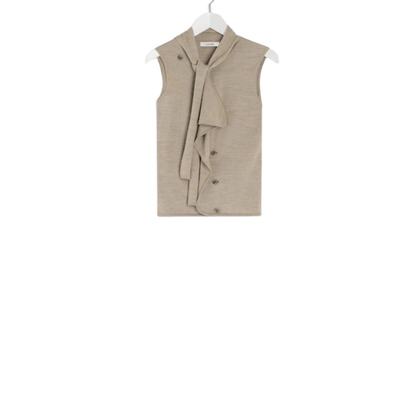 Lemaire Asymmetrical Sleeveless Cardigan in Merino Blend - Knitwear - Parisian Minimalist Luxury at Coveti