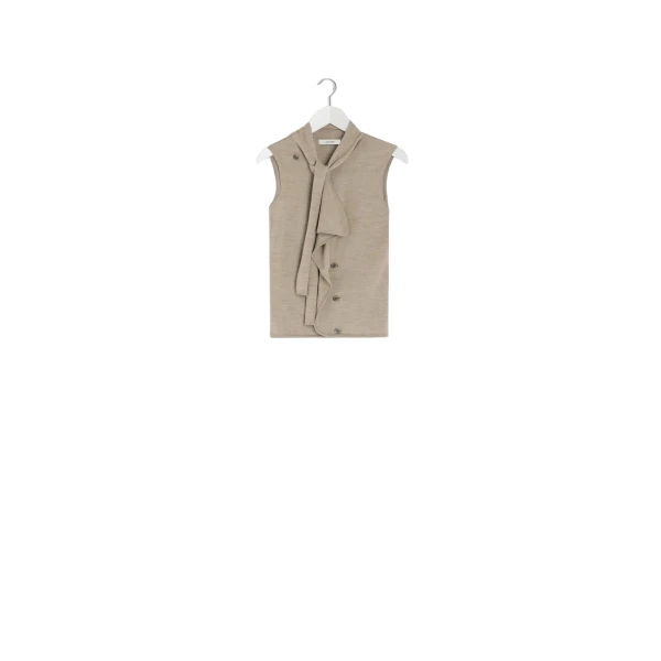 Lemaire Asymmetrical Sleeveless Cardigan in Merino Blend - Knitwear - Parisian Minimalist Luxury at Coveti