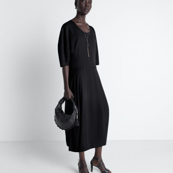 Lemaire Balloon Dress in Crepe De Chine Viscose - Dresses - Parisian Minimalist Luxury at Coveti