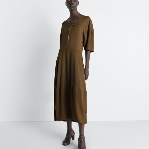 Lemaire Balloon Dress in Crepe De Chine Viscose - Dresses - Parisian Minimalist Luxury at Coveti