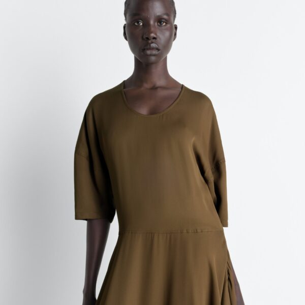 Lemaire Balloon Dress in Crepe De Chine Viscose - Dresses - Parisian Minimalist Luxury at Coveti