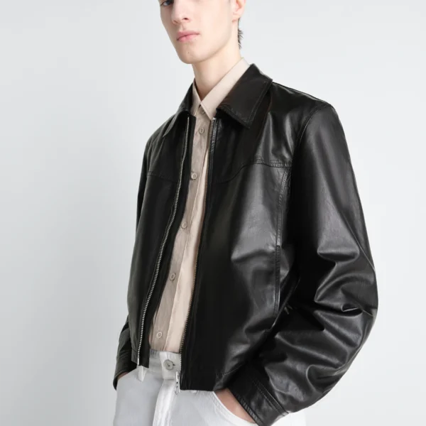 Lemaire Biker Blouson in Leather - Jackets - Parisian Minimalist Luxury at Coveti