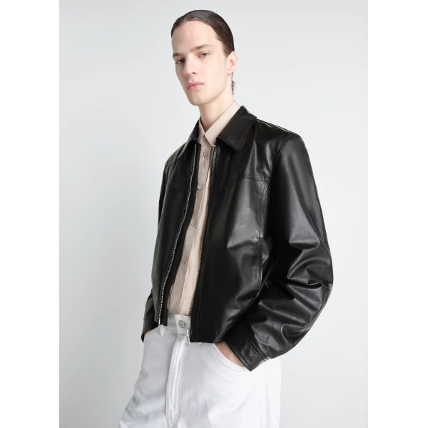 Lemaire Biker Blouson in Leather Jacket, view 3