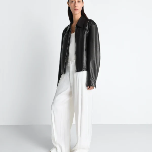 Lemaire Biker Blouson in Leather - Jackets - Parisian Minimalist Luxury at Coveti