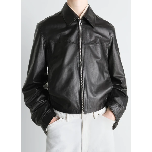 Lemaire Biker Blouson in Leather Jacket, view 5