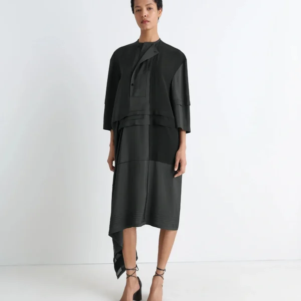 Lemaire Blouse Dress with Pleats in Silk - Dresses - Parisian Minimalist Luxury at Coveti