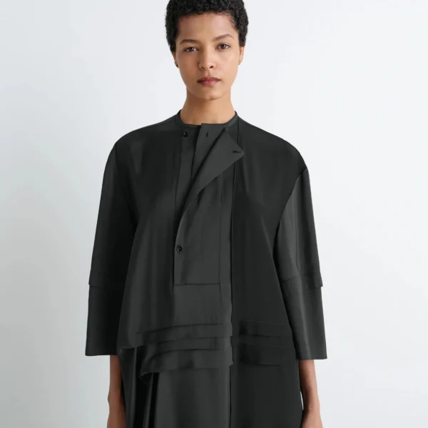 Lemaire Blouse Dress with Pleats in Silk - Dresses - Parisian Minimalist Luxury at Coveti