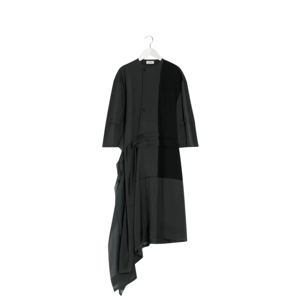 Lemaire Blouse Dress with Pleats in Silk - Dresses - Parisian Minimalist Luxury at Coveti