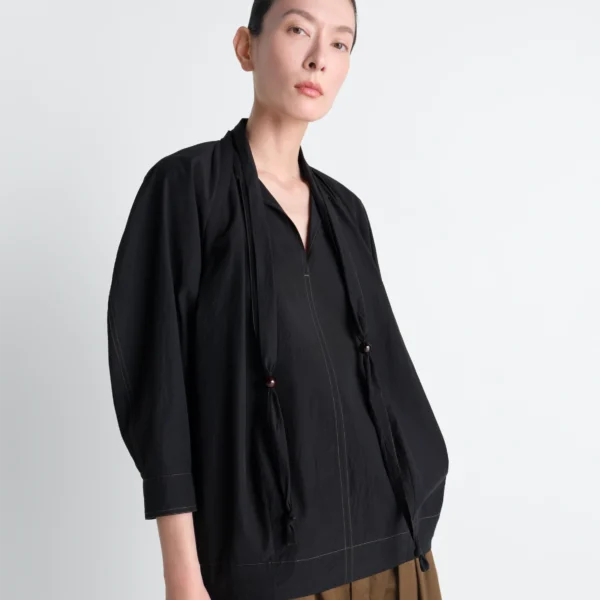 Lemaire Blouse with Scarf in Crepe Cotton - Tops - Parisian Minimalist Luxury at Coveti