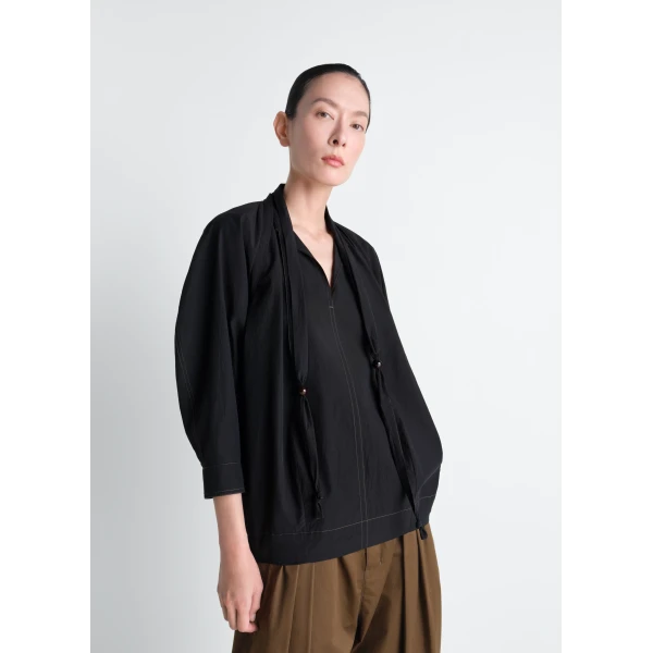 Lemaire Blouse with Scarf in Crepe Cotton, view 3