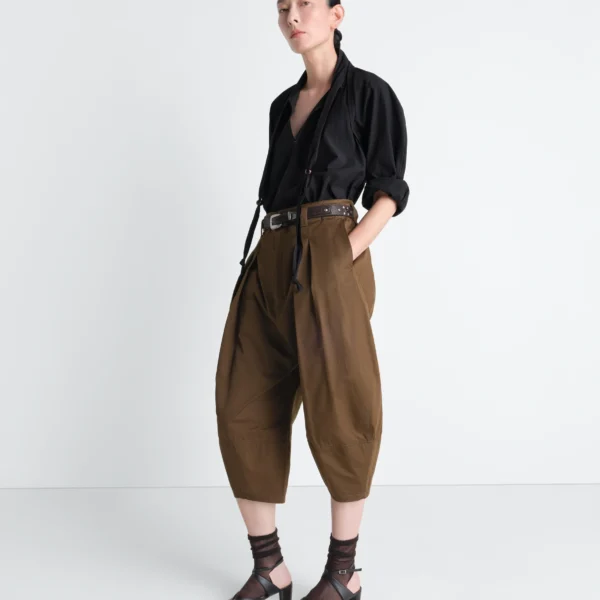 Lemaire Blouse with Scarf in Crepe Cotton - Tops - Parisian Minimalist Luxury at Coveti