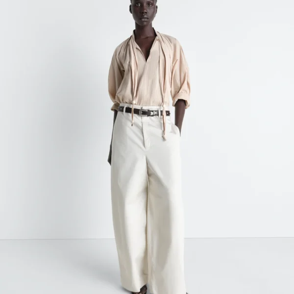 Lemaire Blouse with Scarf in Crepe Cotton - Tops - Parisian Minimalist Luxury at Coveti