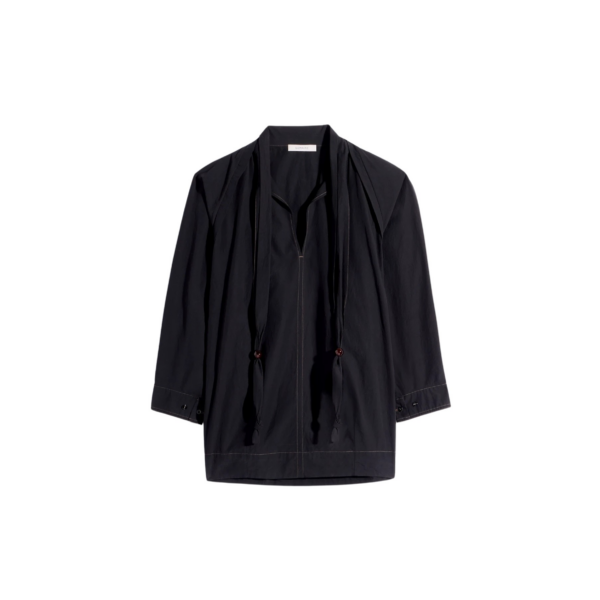 Lemaire Blouse with Scarf in Crepe Cotton - Tops - Parisian Minimalist Luxury at Coveti