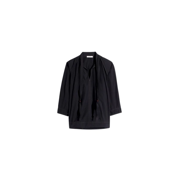Lemaire Blouse with Scarf in Crepe Cotton - Tops - Parisian Minimalist Luxury at Coveti
