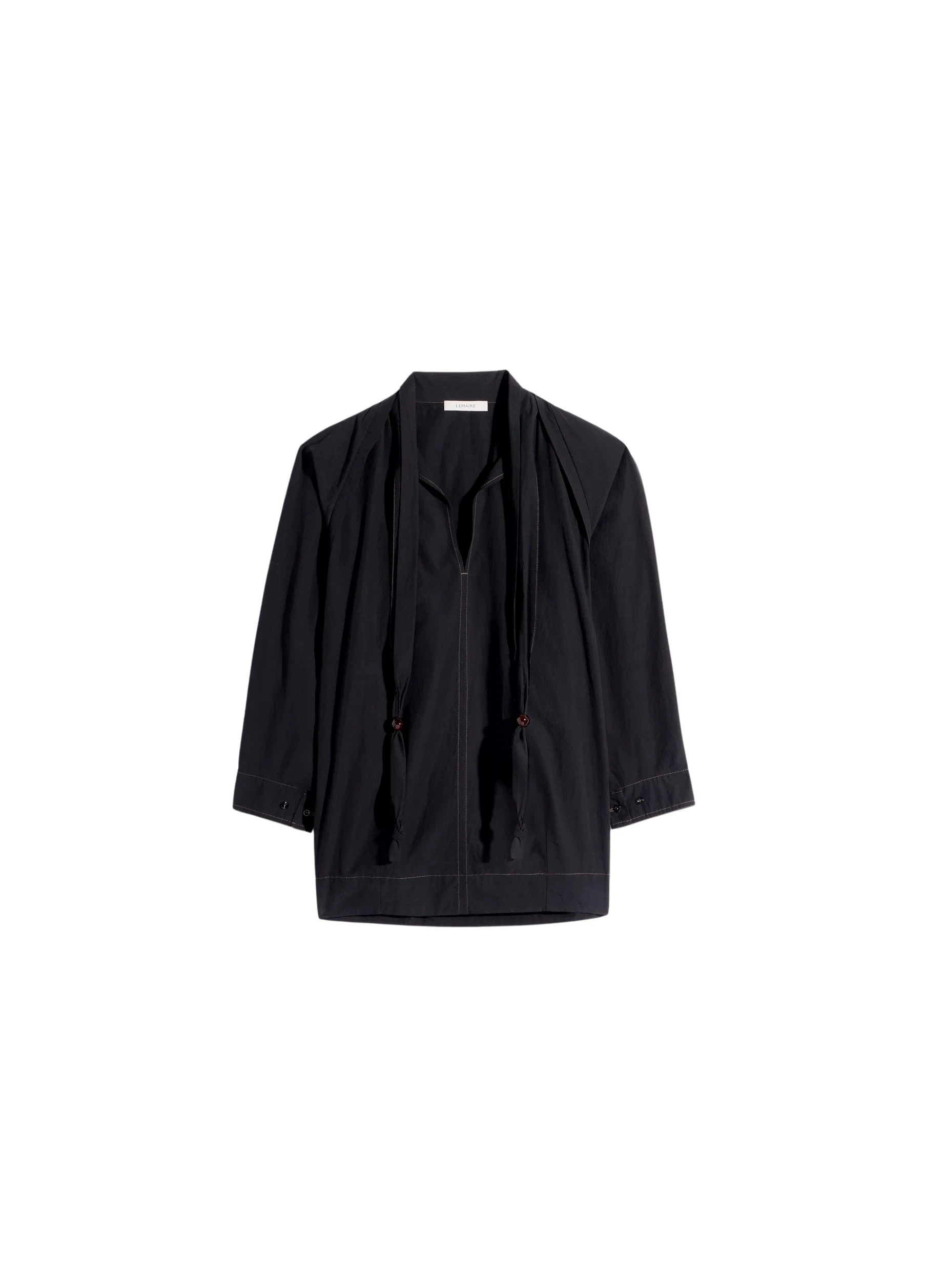 Lemaire-Blouse-with-Scarf-in-Crepe-Cotton-coveti-676353_nobg Lemaire Blouse with Scarf in Crepe Cotton - Tops - Parisian Minimalist Luxury at Coveti
