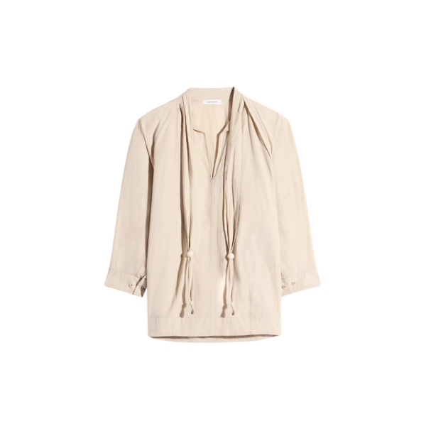 Lemaire Blouse with Scarf in Crepe Cotton - Tops - Parisian Minimalist Luxury at Coveti